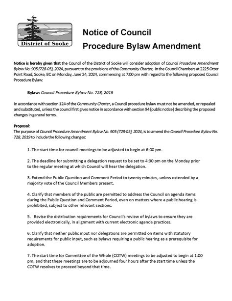 Council Procedure Bylaw .